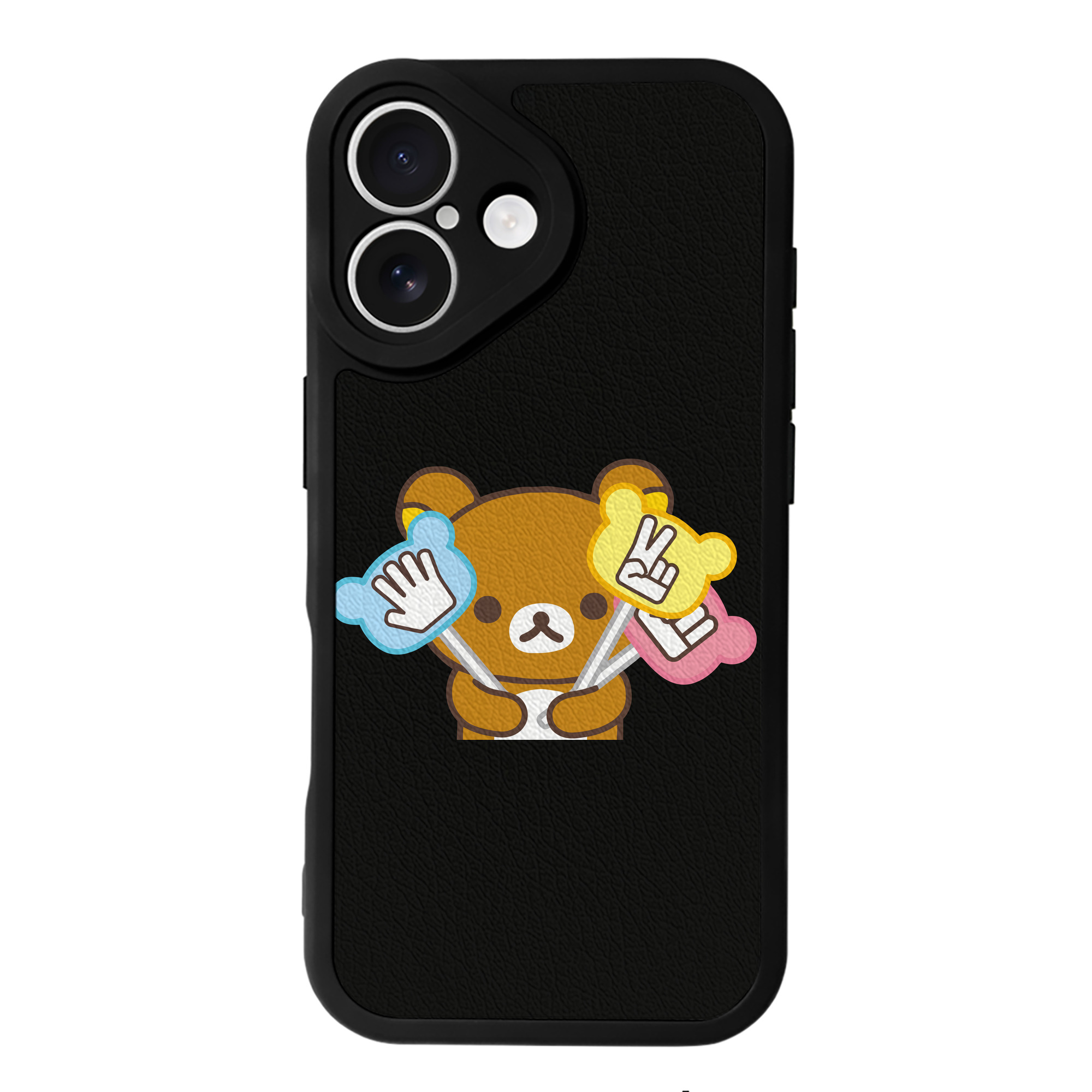 （画像用） リラックマ リラックマ キイロイトリ Rilakkuma Korilakkuma Kiiroitori 【iPhone 16シリーズ対応】シリコンスマホケース（レザー調） 材質：シリコン